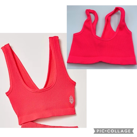 Free People Other - ‼️LAST ONE‼️ FREE PEOPLE Movement Happiness Runs Scoop Neck Bra Electric Sunset